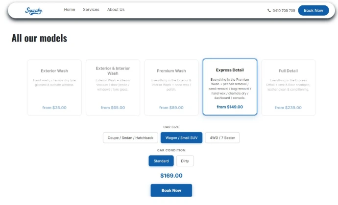 car wash web design