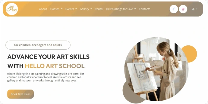 art school website development